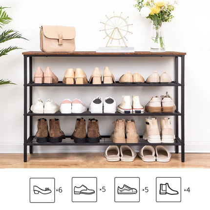 26.8" H 20-Pair Metal Shoe Rack