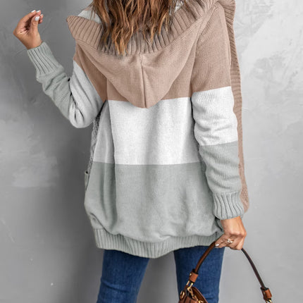 Hooded Cardigan Sweaters for Women Long Sleeve Button down Knit Sweater Coat Outwear with Pockets