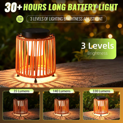 Outdoor Solar Lantern for Patio Waterproof, Rechargeable Table Lamp