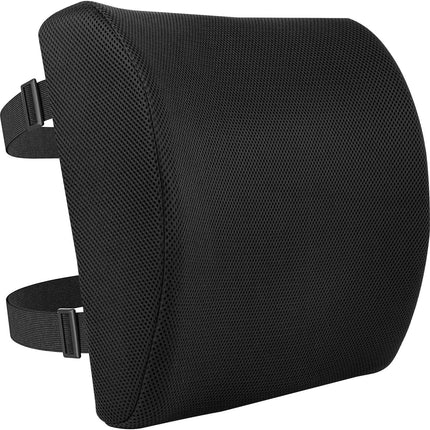 Rectangular Memory Foam Back Support Cushion for Office Chairs, Non-Slip Base for Long Sitting, Black