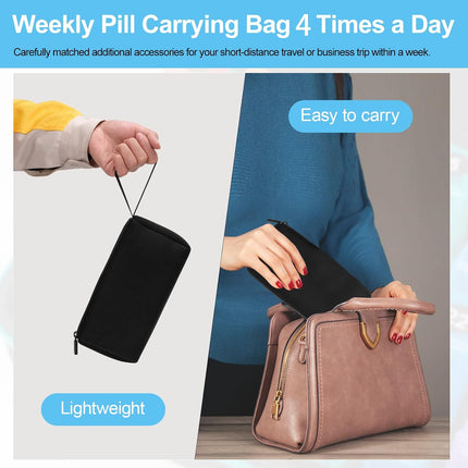 Monthly Pill Organizer 4 Times a Day, Pill Box Organizer with 32 Daily Compartments, 30 Day Pill Organizer 4X a Day Pill Holder with Hard Shell Travel Case with Weekly Pill Bag 4 Times a Day