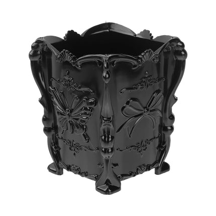 Acrylic Makeup Brush Pot Cosmetic Brush Holder Organizer Butterfly Decor Pencil Pen Container Black