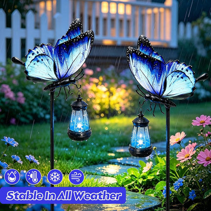 Solar Lights Outdoor 32.7In Metal Butterfly Garden Stakes with Solar Lights