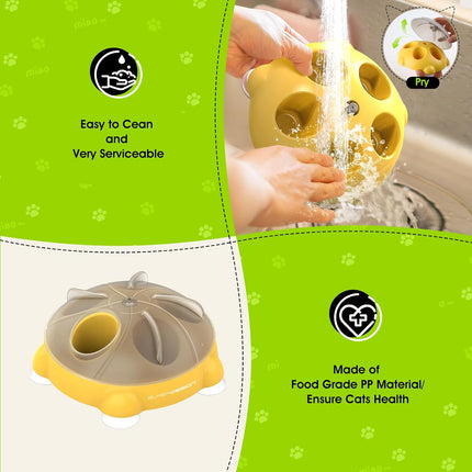 Interactive Cat Toy, Cat Slow Feeder with a 360-Degree Rotating Design,Non-Slip Base Cats Puzzle Feeder Enrichment Toys for Indoor Cats