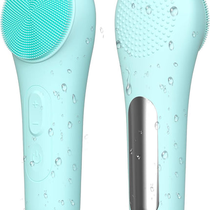 Rechargeable Silicone Facial Cleansing Brush for Women & Men - 5 Modes Waterproof Face Scrubber with Heat Massage, Deep Cleansing & Exfoliating Electric Face Brush (Green)