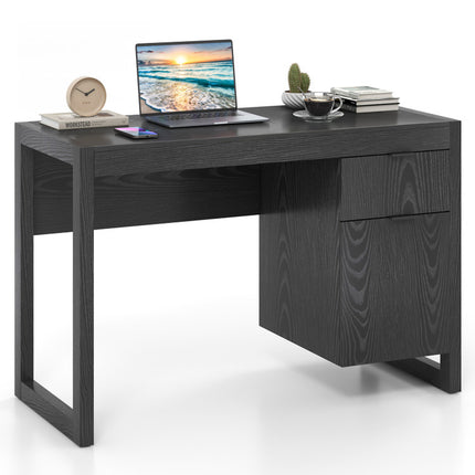 Modern Computer Desk Writing Workstation with Cabinet and Drawer