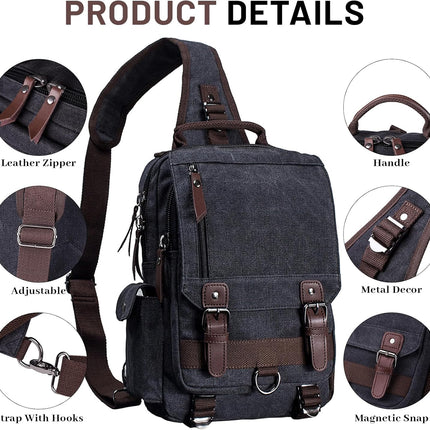 Canvas Cross Body Messenger Bag Shoulder Sling Backpack Travel Rucksack