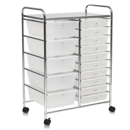 15-Drawer Utility Rolling Cart with Drawers Multi-Use Storage