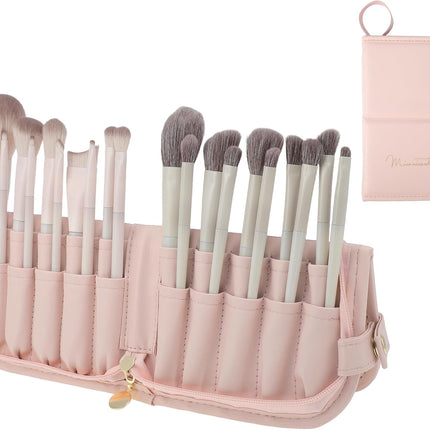 Travel Makeup Brush Case, Stand-Up Portable Makeup Brush Holder Pink