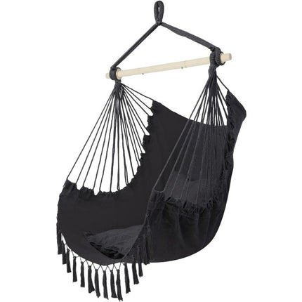 XXL Macrame Hammock Chair - Comfortable Indoor/Outdoor Swing with Drink Holder