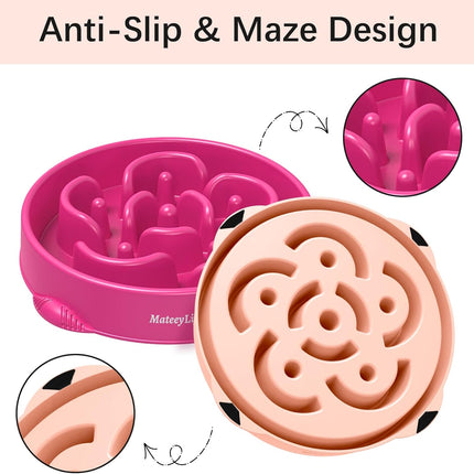 2-Pack Slow Feeder Dog Bowls, 4 Cups, Dog Puzzle Feeder Bowl