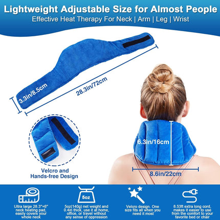 Neck Heating Pad, Hands-Free Electric Heated Neck Wrap for Neck Pain Relief, Upgraded Fast Neck Heat Pad, 10-90Min Timer with Countdown, 86-158℉ Adjustable Temperature (Universal Size)
