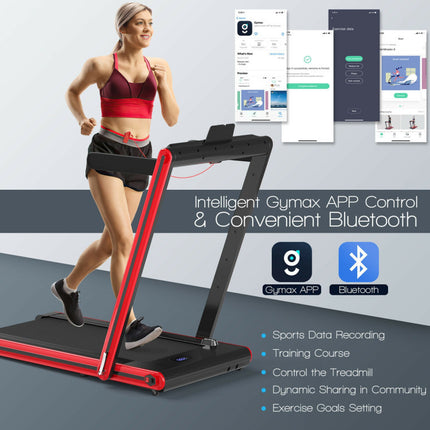 2-In-1 Folding Walking Pad Treadmill with Dual LED Display
