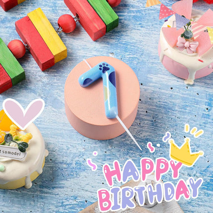 Dog Paw Birthday Candle Cake Topper Party Decoration,Blue,7