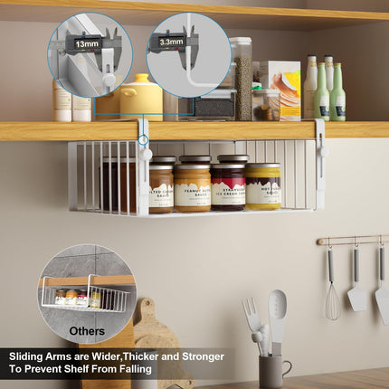 2Pack under Shelf Basket Storage,Adjustable Hanging,White