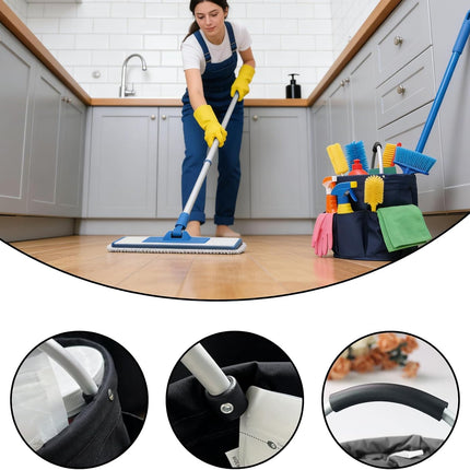 Tool Bucket Organizer 2-Pack, 17L Foldable Cleaner Caddy with 6 Pockets，Handle for Garden、Family and Bathroom, Can Also Be Used as a Beach Basket or Shopping Basket，Black+Navy Blue