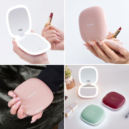 Compact Mirror with Light-4 Inches Compact 1X/10X Magnifying Mirror