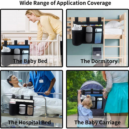 Hanging Bedside Caddy, Bedside Storage Organizer with 4 Pocket