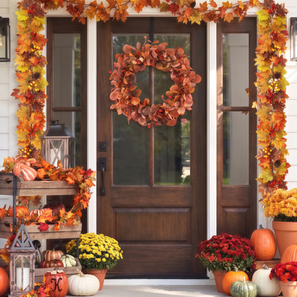 Fall Wreaths for Front Door, 22" Artificial Eucalyptus Leaves Autumn Wreaths Modern Farmhouse Fall Decoration for Home