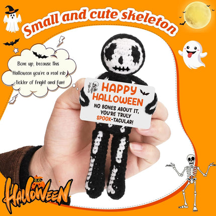Halloween Handmade Crochet Skeleton Gifts, Funny Crochet Spooky Collectible Decor, Cute Scary Trick or Treat Exchange Gifts for Teens Friend, Unique October Celebration Gag Gift Idea