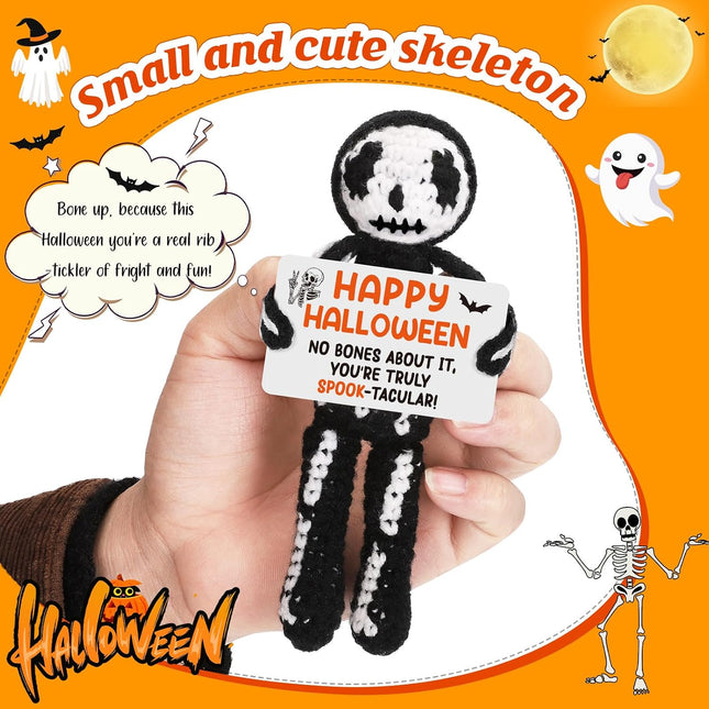Halloween Handmade Crochet Skeleton Gifts, Funny Crochet Spooky Collectible Decor, Cute Scary Trick or Treat Exchange Gifts for Teens Friend, Unique October Celebration Gag Gift Idea