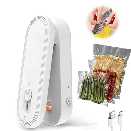 Mini Bag Sealer with Cutter, Magnetic Food Sealer, Food Sealer Bag Resealer, USB Rechargeable Food Packing Tool, Portable Heat Sealer for Heavy-Duty Plastic Snack & Chip Bags