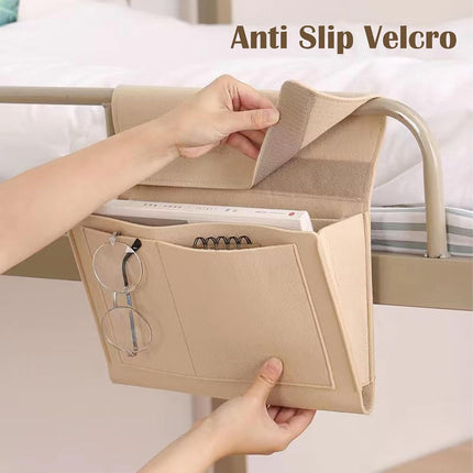 Bedside Caddy, 5 Pockets Felt Bedside Storage Organizer, Hanging Storage Organizer for Home Bedroom Living Room College Dorm Bed Water Bottles, Magazines, Phone, Glasses (Black)