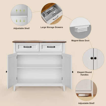32'' Kitchen Storage Island with Drawer and Adjustable Shelf