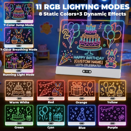 Led Drawing Board for Kids,16” Rechargeable Light Board,11 Modes