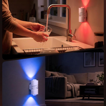 Rechargeable RGB Motion Sensor Night Light, Color Changing LED Wall Lamp with Stick-On Magnet, 4-Level Adjustable Brightness, Nightlights for Bedroom, Bathroom, Hallway, Stairs, Closet, 2-Pack