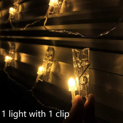 Photo Clip String Lights LED Battery Operated Starry Fairy Copper String Lights with Clips Warm White for Pictures Bedroom Wall Patio Halloween Thanksgiving Christmas Party Wedding Décor