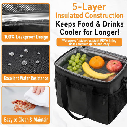 Nsulated Cooler Bag 38L Leakproof Soft Cooler Dual Compartment Waterproof Beach Ice Chest,Collapsible Bag Organizer Holds 50 Cans for Camping Picnic Travel Fishing Grocery Sports Event