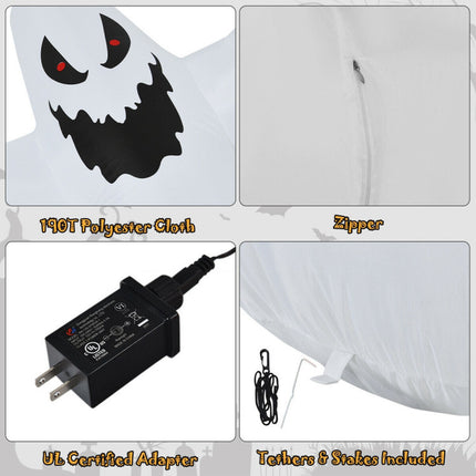 12 Feet Halloween Inflatable Spooky Ghost with Blower and LED Lights