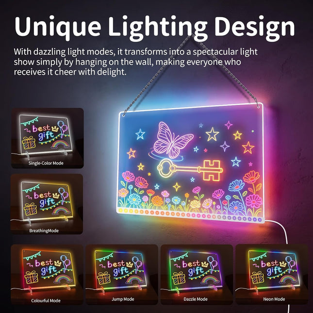 16" Led Drawing Board for Kids with 13 Light Effects