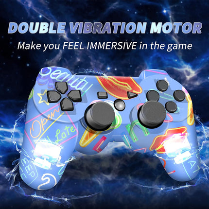 Controller, Wireless Controller, Game Controller Compatible for Play3 Remote with Charger and Thumb Gripss