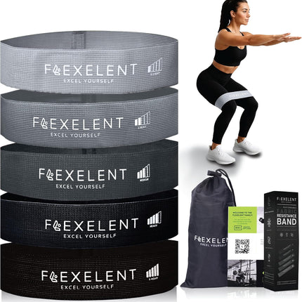 Short Fabric Resistance Bands for Working Out, 5 Strength Levels