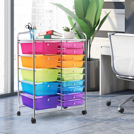 15-Drawer Utility Rolling Cart with Drawers Multi-Use Storage