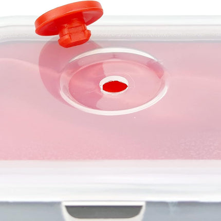 3Piece Collapsible Food Storage Containers with Lids, Silicone Lunch Container, Microwave & Freezer Safe, Space Saving for Kitchen Cabinet and Camping Backpack,(Red Gray)