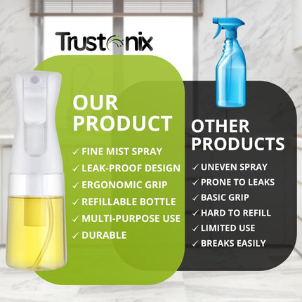 -Glass Oil Sprayer for Cooking, Baking & Grilling | Mister Oil Sprayer with Fine Mist | Refillable Cooking Oil Spray Bottle for Air Fryer & Salad | Leakproof | Lightweight | 6.7 Ounce