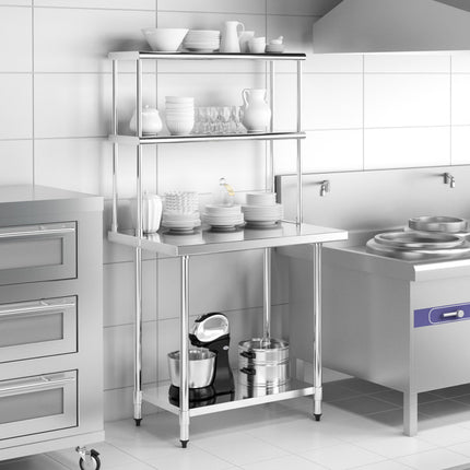 36 X 12 Inch Kitchen Stainless Steel Overshelf with Adjustable Lower Shelf