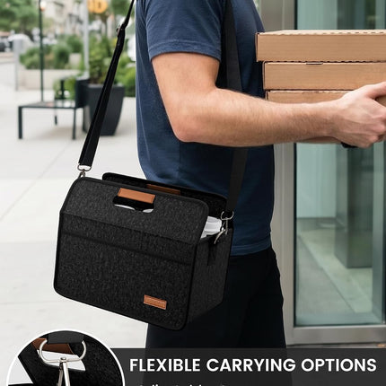 6-Cup Felt Drink Carrier Bag with Handle & Shoulder Strap