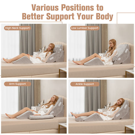 4 Pieces Bed Wedge Memory Foam Pillow for Back Neck and Leg Pain Relief