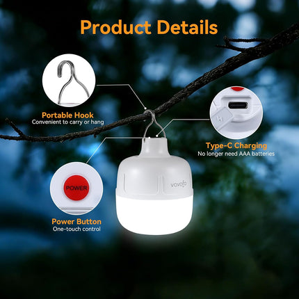 20W LED Camping Lantern Rechargeable, 1200LM Camping Light , 3000Mah Portable Tent Light , IP65 Waterproof Flashlight Lanterns for Emergencies ,Power Outages,Hurricane (White)