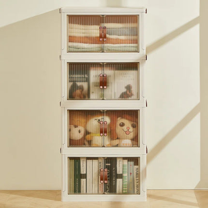 4 Tier Stackable Foldable Storage Bins with Lid and Wheels