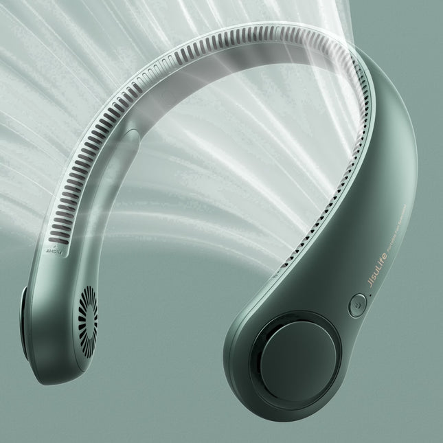 Portable Neck Fan, Rechargeable Wearable Fan, Bladeless Hands-Free Cooling, Quiet 25Db, 5 Speeds, 16H Battery Life, Essential for Indoor/Outdoor, Gift for Women, Men - Green