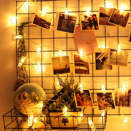 Photo Clip String Lights LED Battery Operated Starry Fairy Copper String Lights with Clips Warm White for Pictures Bedroom Wall Patio Halloween Thanksgiving Christmas Party Wedding Décor