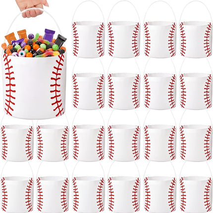 24 Pcs Halloween Baseball Bucket with Handles Candy Bags