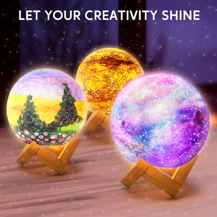 DIY 3D Moon Lamp Painting Kit, Paint Your Own Moon Light Arts and Crafts Kit for Kids 6 8 10 12,Valentine Easter Birthday Gifts for Boys Girls