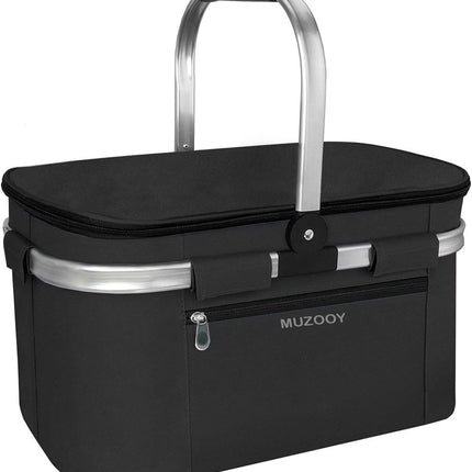MUZOOY Insulated Cooler Bag Picnic Basket,Leakproof Collapsible Portable Cooler， Premium Folding Basket, Foldable Insulated Basket