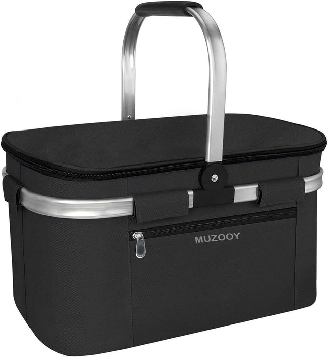 MUZOOY Insulated Cooler Bag Picnic Basket,Leakproof Collapsible Portable Cooler， Premium Folding Basket, Foldable Insulated Basket